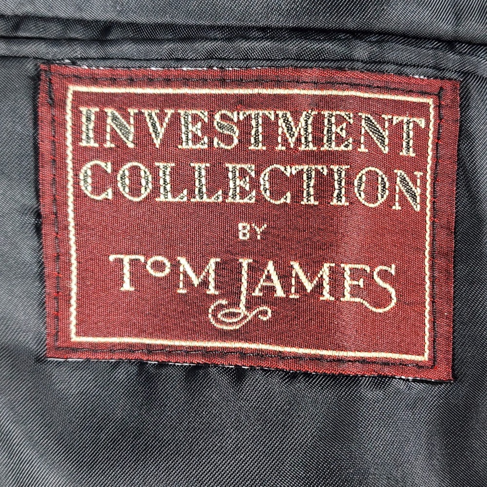 Tom James Blazer Mens 44R Black White Houndstooth 100% Wool Sport Coat 2-Button - Picture 7 of 15